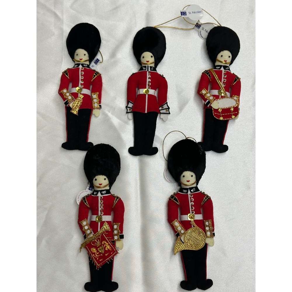St. Nicolas British Royal Guard Felt Christmas Ornaments Set of 5 Handmade Red